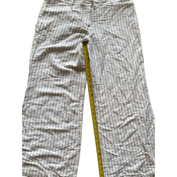 Lane Bryant Pants Trousers 14/16 NWT White Black Pinstripe Linen Blend Flare Hem - Picture 4 of 10